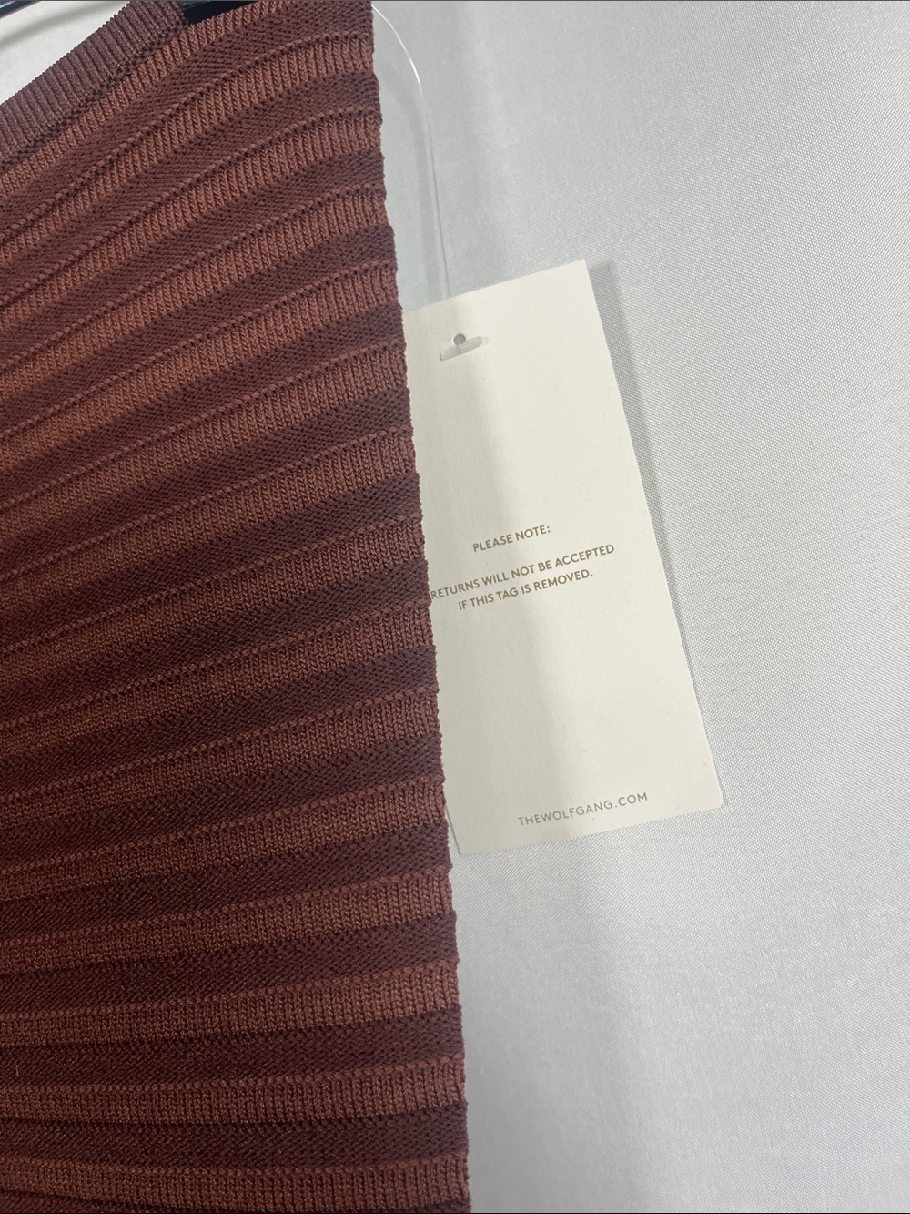 ‼️FIRM PRICE The wolf gang NWT Sunmor knitted tube midi dress chocolate sz s - Picture 6 of 8
